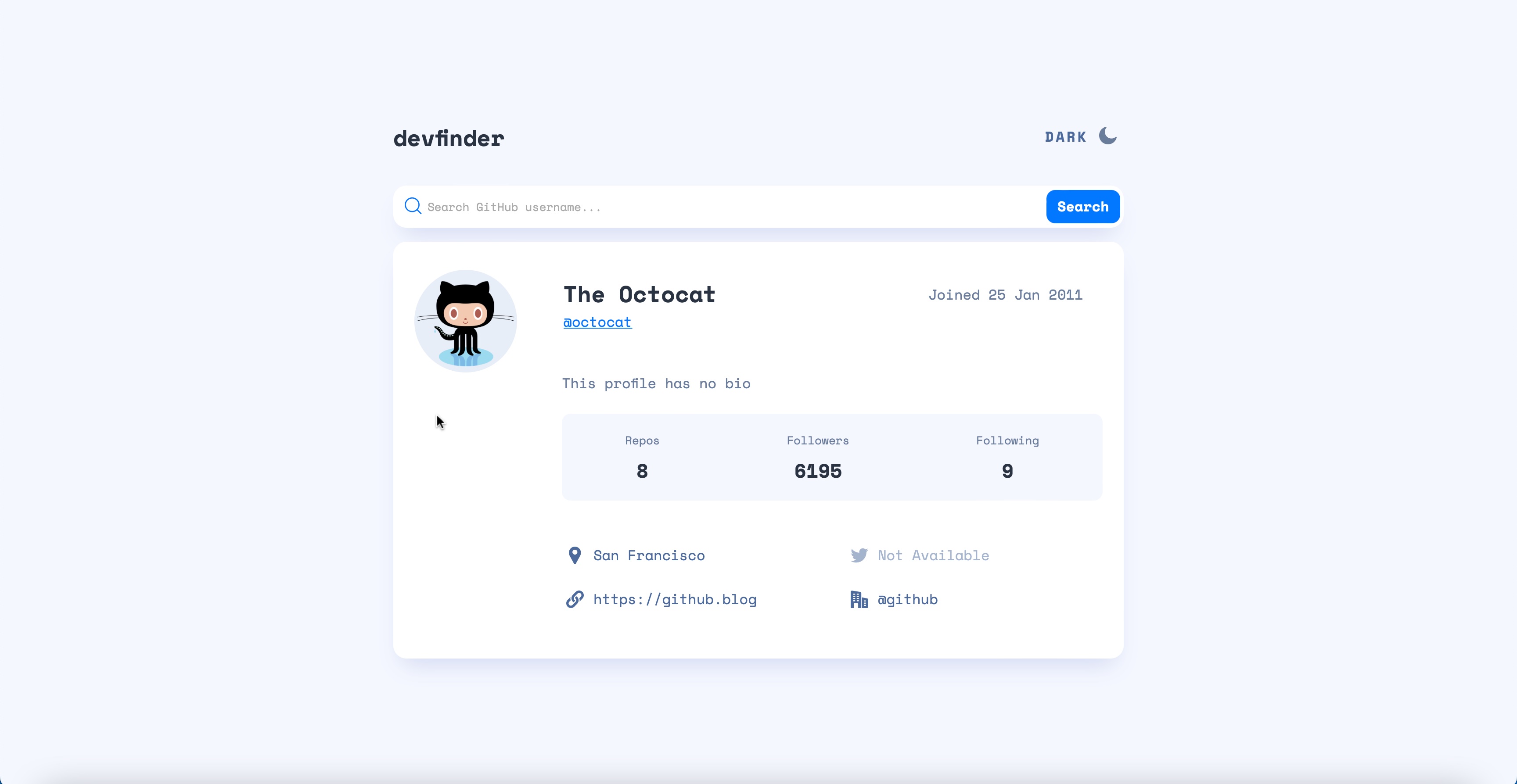 GitHub user search app
