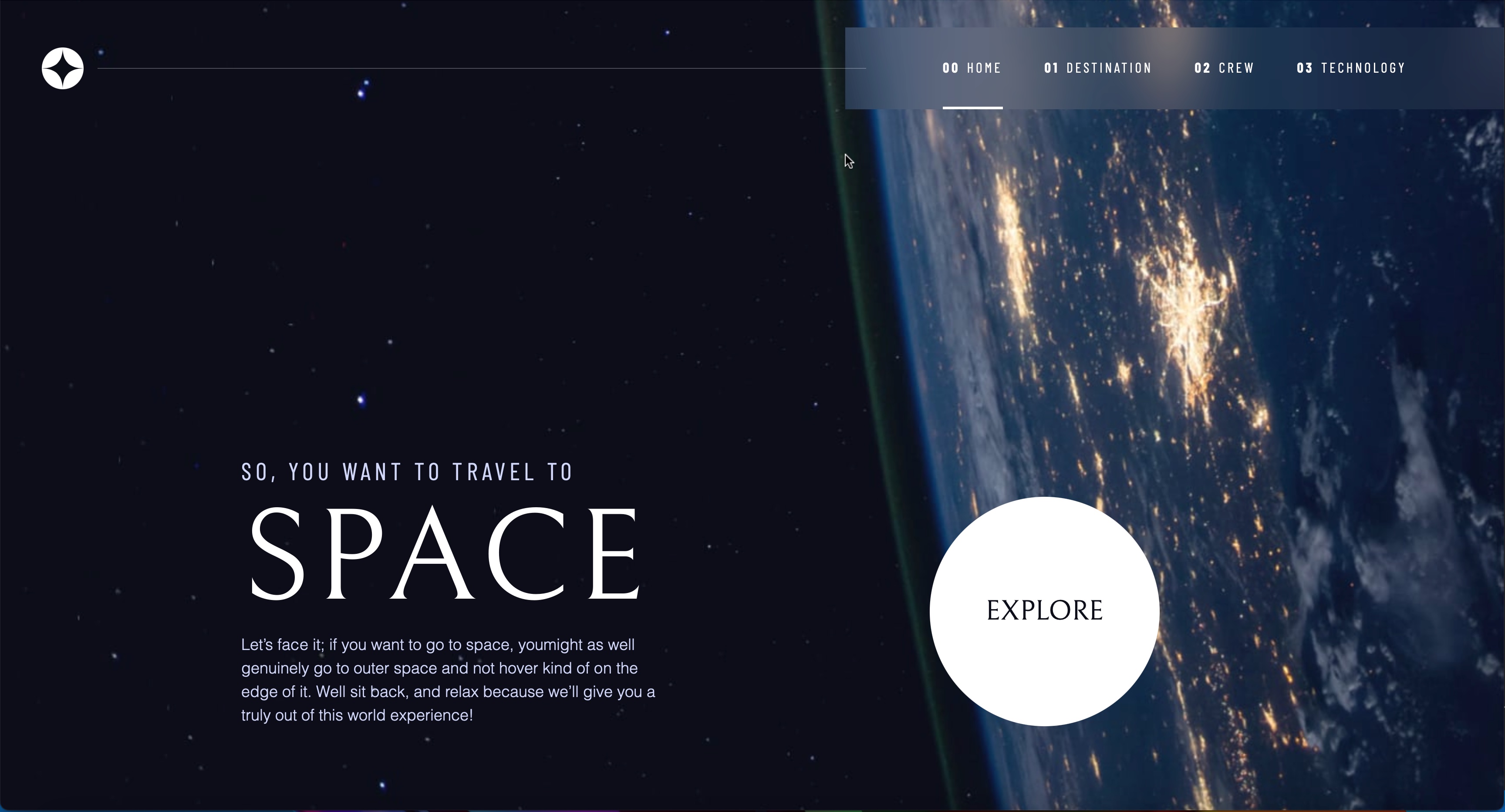 Space tourism website